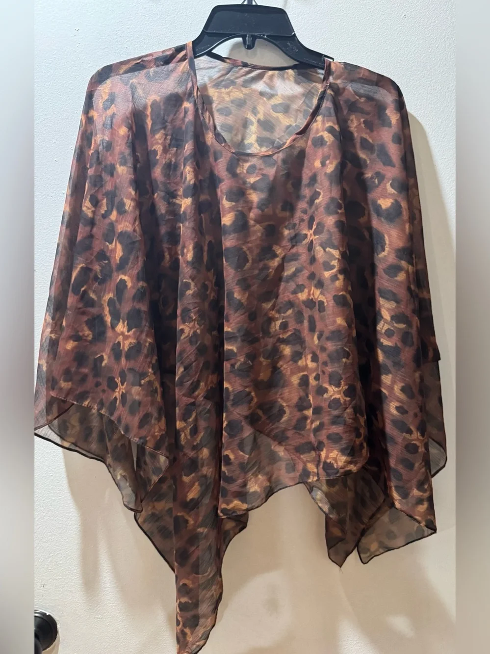 Free People Brown Leopard-Print Angel Wing Poncho Kimono